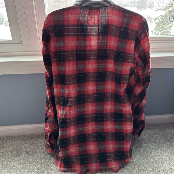 Like New C&C California Red/Black Plaid Button Up Shirt, Banded Stripe C… - Picture 6 of 7